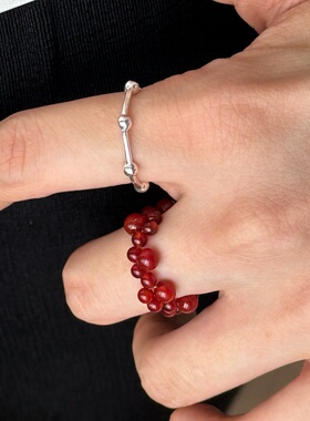 新中式温柔天然红玛瑙戒指