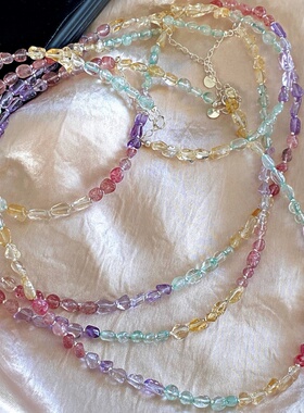 夏季彩虹七彩项链糖果色