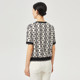 Naersi temperament commuting neck round printed knitted short-sleeved summer versatile top ງ່າຍດາຍ