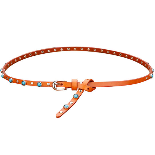 Pure cowhide retro rivets versatile style Korean thin belt