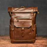 Ретро вместительный и большой ноутбук, кожаный рюкзак для путешествий, 16 дюймов, воловья кожа, из натуральной кожи