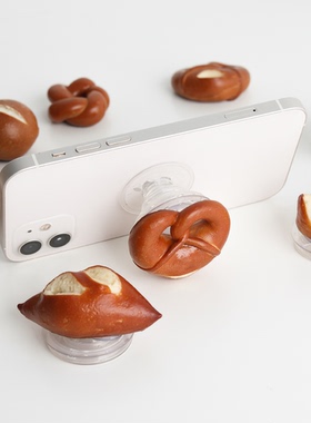 ins风碱水面包迷你mini手机壳伸缩气囊支架粘贴小众手工高级感