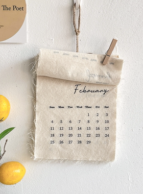 2026年ins风棉布挂钩式日历挂历服装咖啡店饰品装饰展示拍摄道具