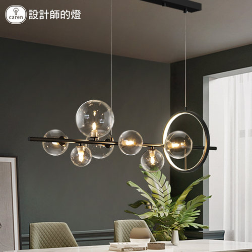 轻奢餐厅吊灯北欧现代艺术设计长条吧台灯具网红创意餐桌泡泡灯饰 - 图0