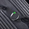 Natural A-grade jadeite ice green cabochon S925 silver inlaid ring for women, simple and versatile jewelry