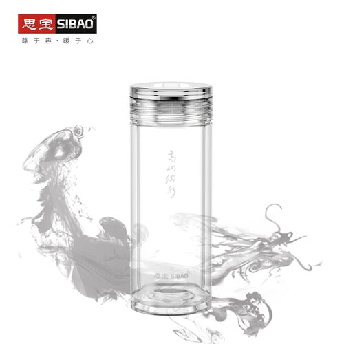 思宝玻璃杯官方旗舰店高山流水双层水晶茶杯男士高档商务水杯女 - 图2