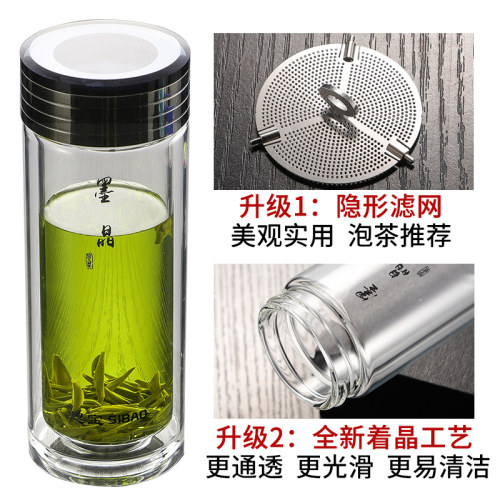 思宝玻璃杯墨晶男女士隔热茶杯双层高硼硅过滤泡茶杯保温水晶水杯 - 图2