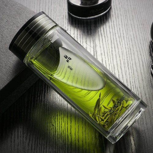 思宝玻璃杯墨晶男女士隔热茶杯双层高硼硅过滤泡茶杯保温水晶水杯 - 图0
