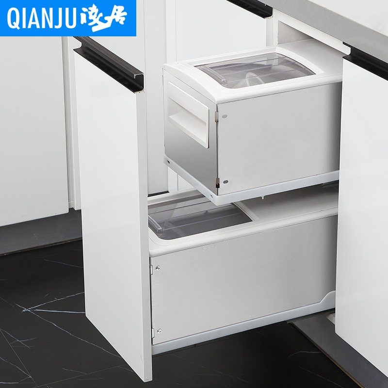 浅居嵌入式不锈钢米箱储米桶厨房橱柜米缸米面粉箱抽屉式米柜双层,淘宝优惠券,粉丝福利购,淘宝优惠卷