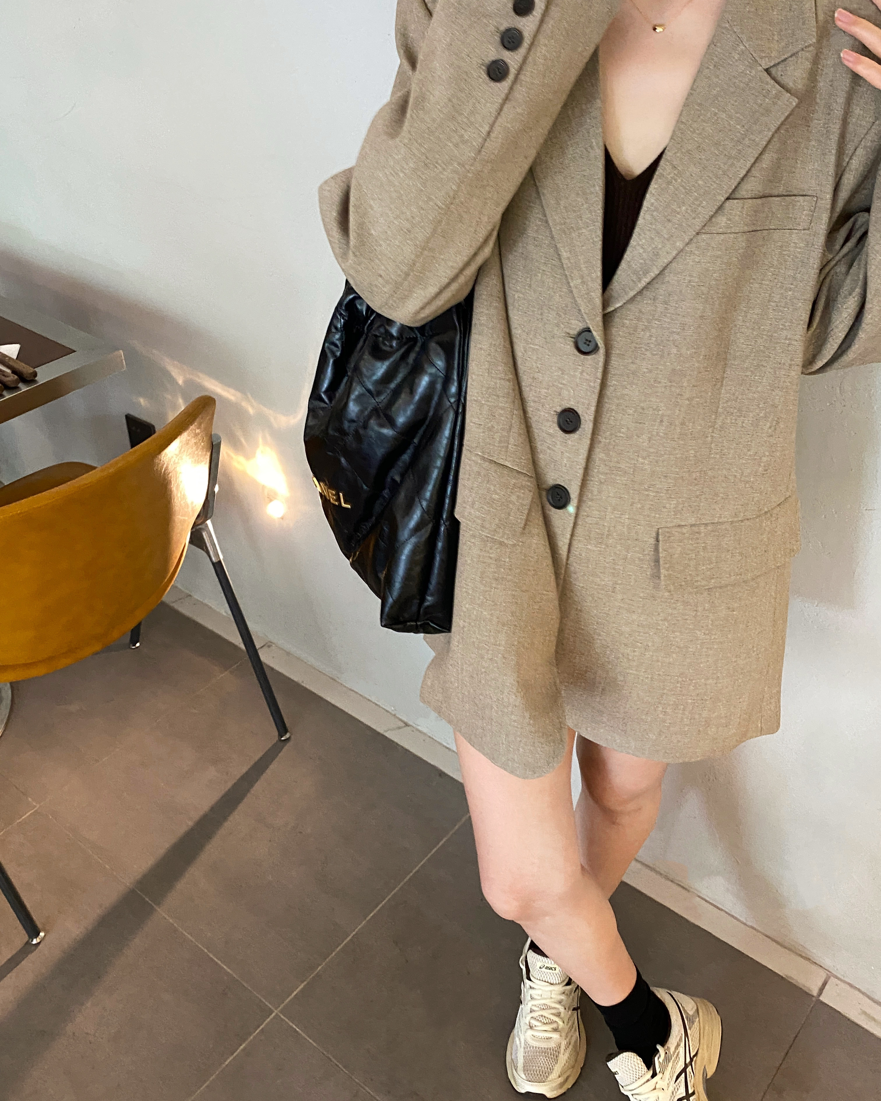 THEOPENDM 2022秋季新款秋日拿铁风羊毛西装百搭宽松韩版外套女潮