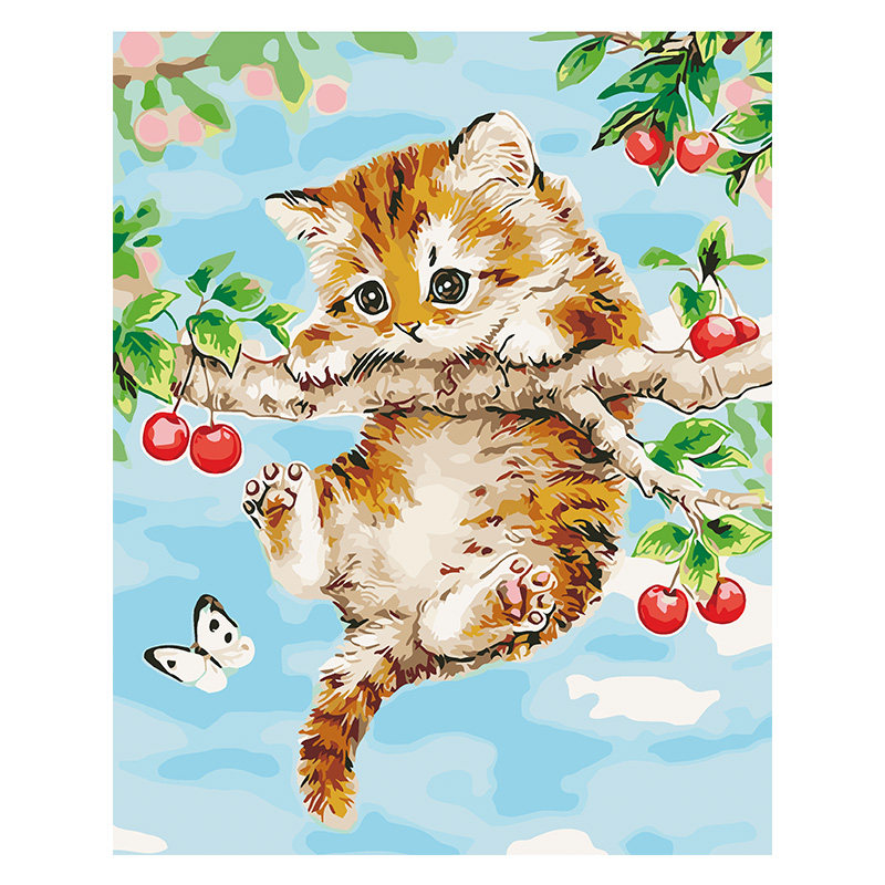 画画填色diy油彩画手绘涂色手工填充动物小猫咪治愈丙烯数字油画