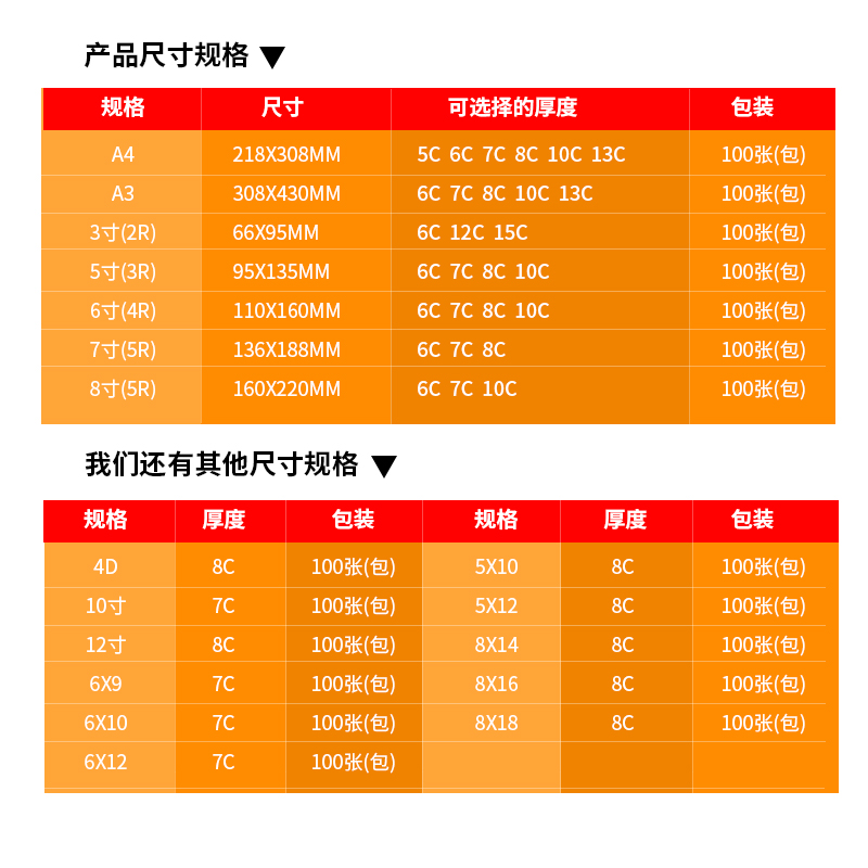 塑封膜A4A36寸5寸7寸8寸过塑膜过胶膜名片护卡膜相纸照片膜100张