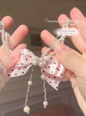 波点粉色蝴蝶结choker锁骨链重工缠绕项链小众高级感秋冬氛围颈链