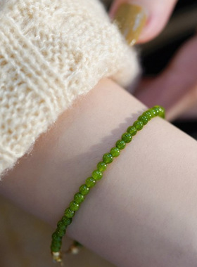 自家迷你绿玉髓小珠子细款轻奢闺蜜高级感小清新手链女送女友礼物