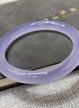 翡翠色冰种手镯巴西原色玛瑙通透荧光镯子紫色玉髓送女朋友