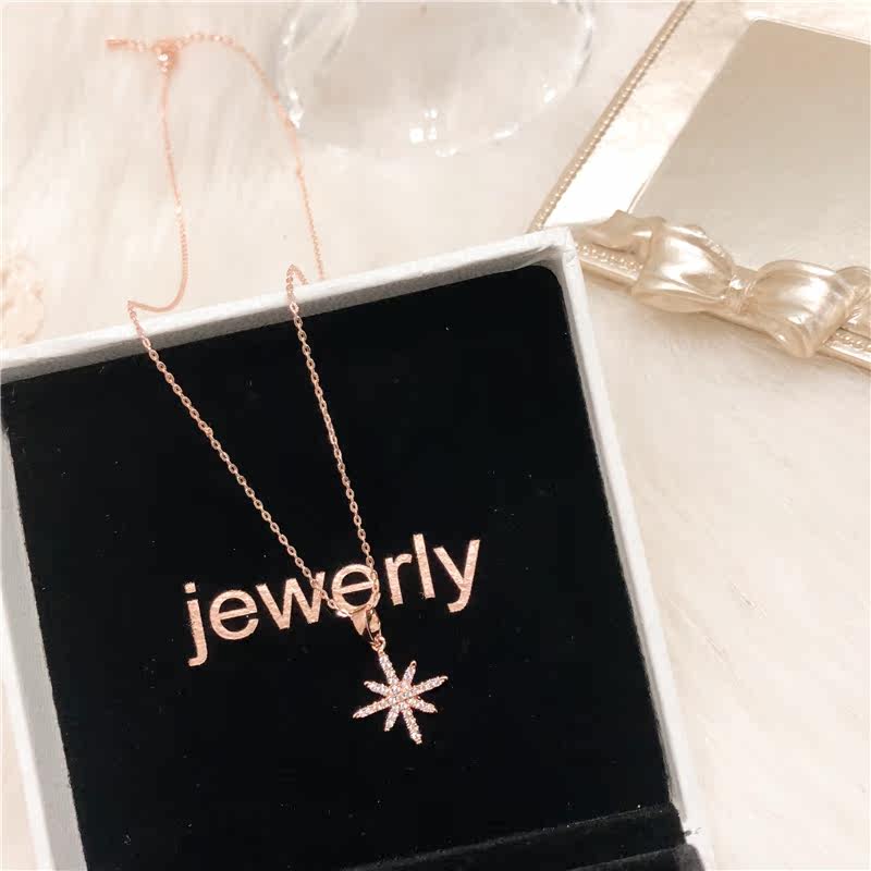 东大门女多芒星吊坠网红流行锁骨链 东大门手作饰品店项链
