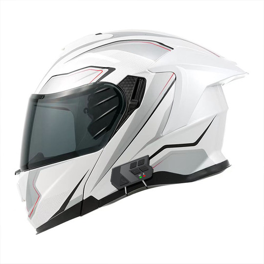 3C认证摩托车头盔带蓝牙耳机内置一体机车男女安全帽四季揭面大码