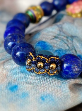 汉服配饰青金石十八子压襟旗袍挂