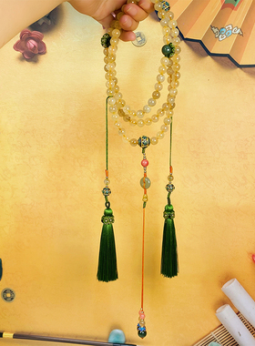 发晶念珠108颗佛珠古风毛衣链