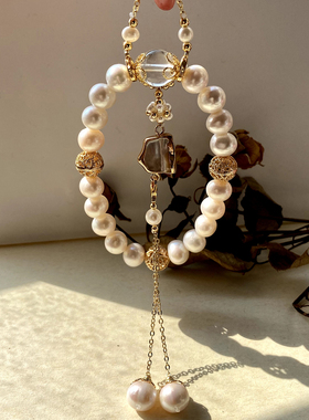 淡水珍珠汉服配饰压襟十八子手持