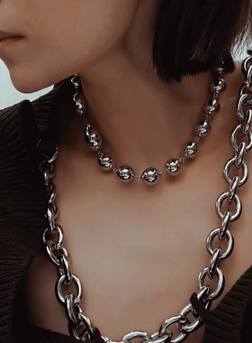 黄铜镀金圆珠女小众欧美项链