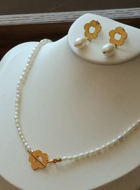 Lovisa法式复古花朵T扣锁骨链