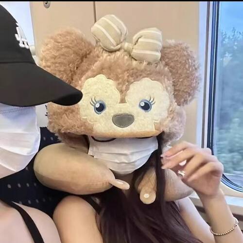 可爱史迪仔u型枕连帽旅行便携睡觉办公室用长途护颈椎脖子U形枕头 - 图2