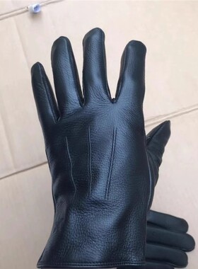 鹿皮加绒手套男士冬季保暖冬防寒保暖机动车骑行黑色真品