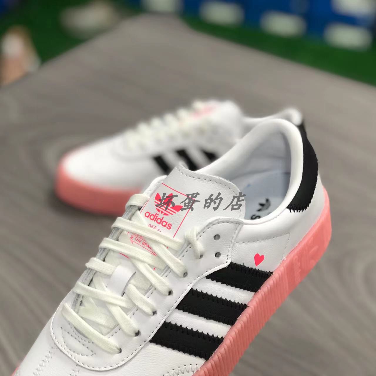 adidas三叶草女鞋SAMBAROSE情人节限定松糕厚底休闲小白鞋 EF4965 - 图3