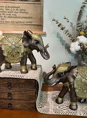 东南亚风复古大象摆件 创意家居玄关装饰工艺品