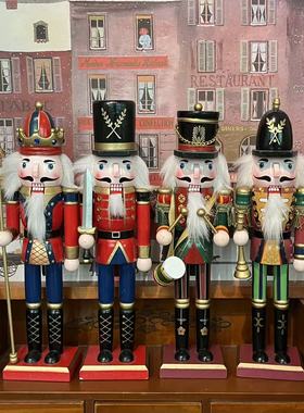 胡桃夹子士兵摆件套装 寓意幸运圣诞装饰 复古木质创意家居摆件