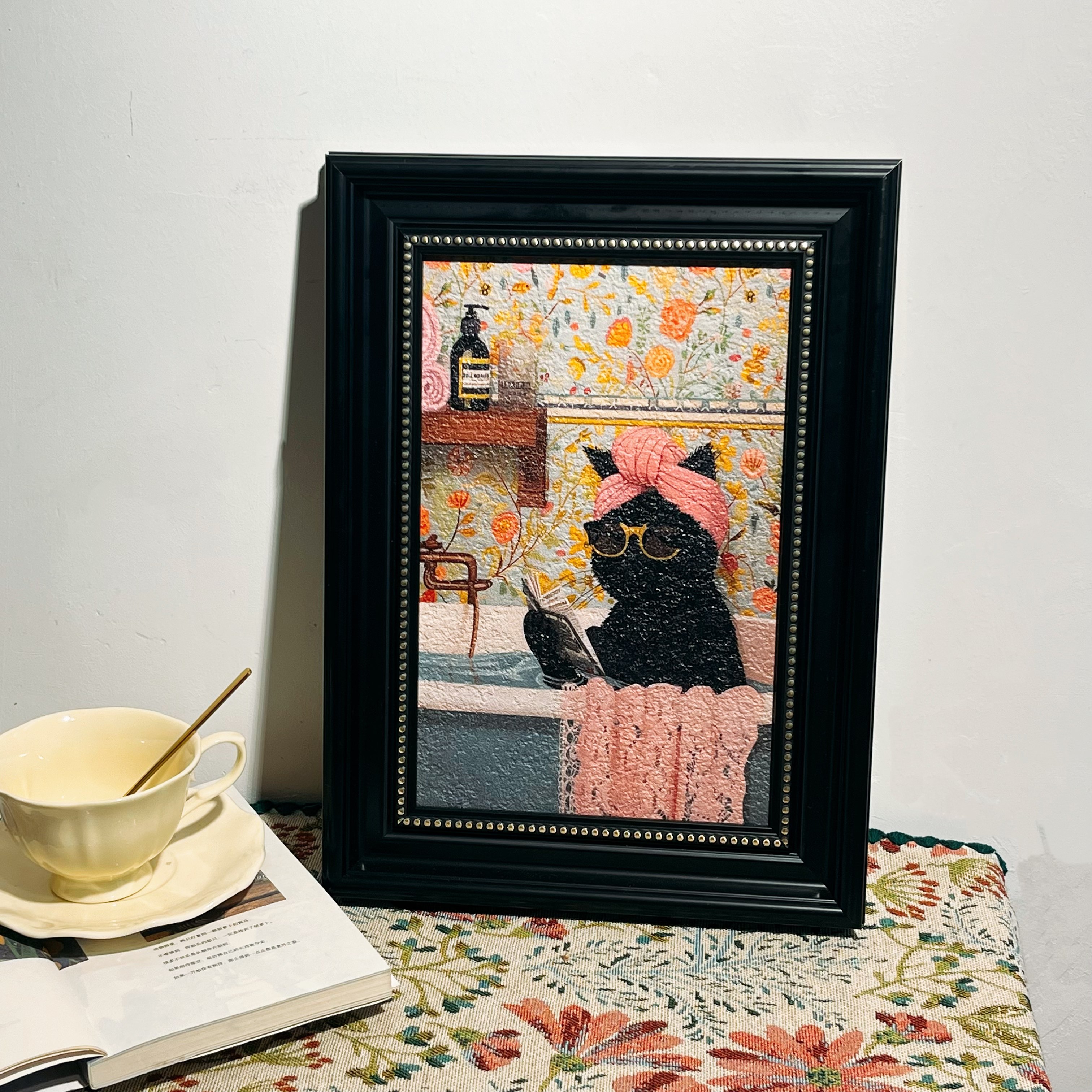 治愈系猫咪洗澡砂岩浮雕画  养宠家庭ins风玄关客厅挂画,淘宝优惠券,粉丝福利购,淘宝优惠卷