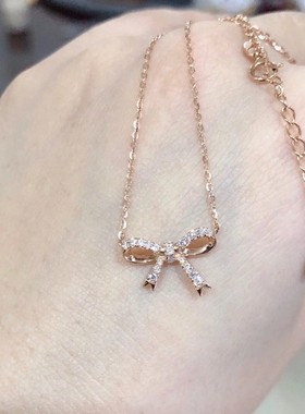 18K金蝴蝶结项链ins设计感吊坠