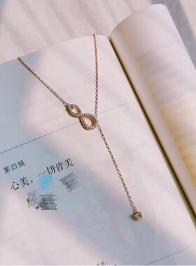 ins欧美永恒流苏项链玫瑰金吊坠