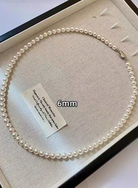 施家正圆高亮珍珠有质感奢侈小众高级感锁骨项链闺蜜送礼女