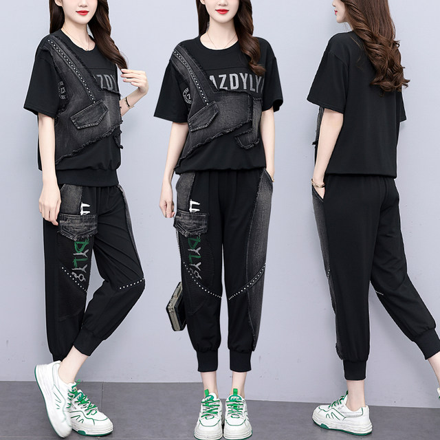ຊຸດແຟຊັ່ນ denim lace print fashionable
