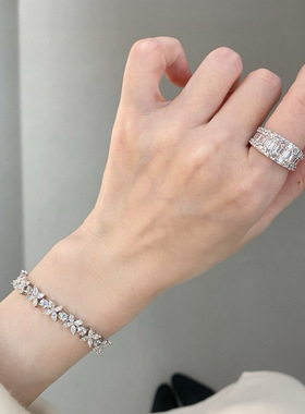 s925纯银维多利亚马眼钻石手链镶嵌高碳钻手链女士感手饰