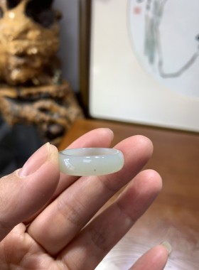 119号天然玉和田玉青白玉指环20码男女款均可戴