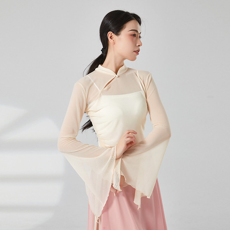古典舞服复古旗袍领纱衣新款中国舞立领形体训练服装女舞蹈练功服,淘宝优惠券,粉丝福利购,淘宝优惠卷