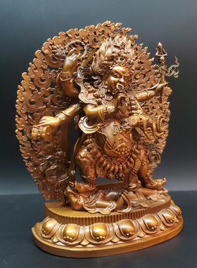 尼泊尔工艺藏传纯铜六臂玛哈嘎啦大黑天马哈嘎啦佛像摆件