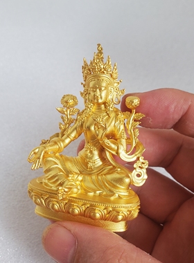 尼泊尔工艺纯铜藏传绿度母白度母菩萨佛像家居供奉车载摆件