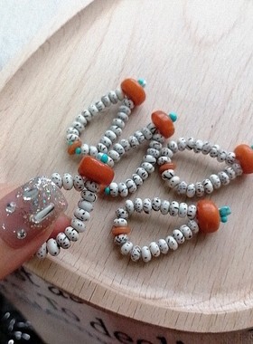 新品原创定制指尖文玩星月菩提手捻女生戒指小橘子蜜蜡戒指