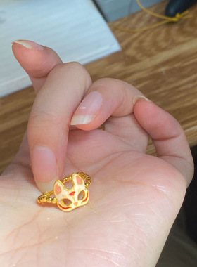 狐仙假面戒指环精致珐琅圆珠个性复古独特高级设计气质女小众百搭