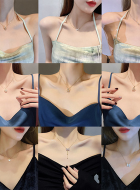 日韩风小众设计感钛钢项链女系列几何形网络爆款潮气质锁骨链