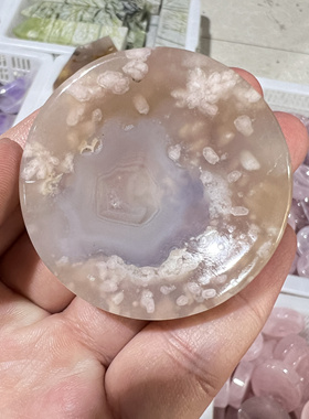 天然粉水晶黄水晶樱花玛瑙黄玉原石底座diy摆件造景摆件配件约5cm
