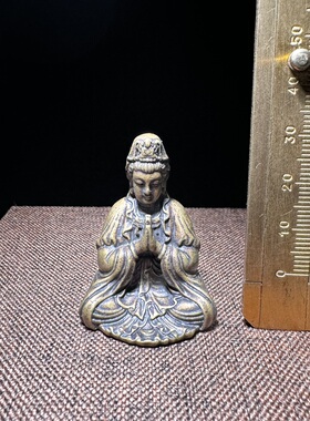 纯铜小佛像实心黄铜阿弥陀佛观音佛小号仿古做旧微雕摆件