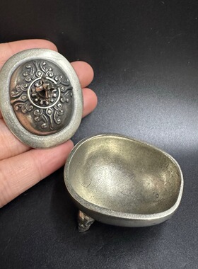 藏式利马铜三脚托巴杯摆件黄铜三足迷你香炉金刚杵天铁工艺品摆件