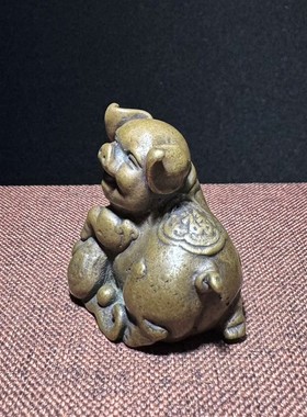 实心铜十二生肖小猪金猪摆件实心铜福猪把件可爱小猪小摆件铜镇纸