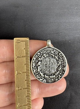 藏式清晰小尺寸利马铜咒点莲师三世佛九宫八卦牌腰牌挂件随身吊坠