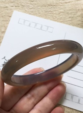 天然冰种灰玉髓手镯玛瑙玉镯  送女友妈妈年轻款玉镯子显手白礼物